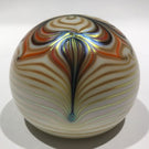 Signed Steven Smyers Art Glass Paperweight Surface Decorated Gold Pulled Feather