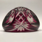Antique Val St Lambert Art Glass Paperweight Fancy Faceted Plum Flash Overlay