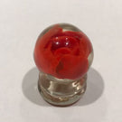 Vintage Miniature American? Art Glass Paperweight Footed Red Crimp Rose