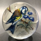 Vintage Henry Davis Art Glass Paperweight Goldfinch Encased Plaque Bird Decal