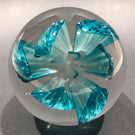 Vintage Strathearn Art Glass Paperweight Blue Crimp Style Tulip Spring Flowers
