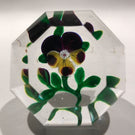Antique Baccarat Faceted Art Glass Paperweight Lampworked Pansy