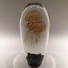 Richard Satava Double Passion Moon Jellyfish Art Glass Paperweight Sculpture