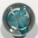 Vintage Strathearn Art Glass Paperweight Blue Crimp Style Tulip Spring Flowers