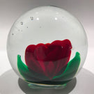 Rare Vintage Murano Art Glass Paperweight Ruby Red Crimp Rose