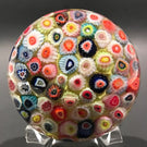 Vintage Strathearn Art Glass Paperweight Closepack Millefiori on Yellow Ground