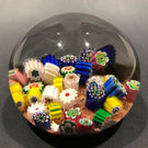 Vintage Murano Art Glass Paperweight Jumbled Millefiori Scramble on Aventurine