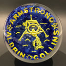 Vintage John Gentile Art Glass Paperweight Moon Landing Armstrong Aldrin Collins