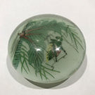 Antique Chinese Painted White Ground Art Glass Paperweight Cricket in Foliage