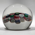 Huge Antique Clichy Art Glass Paperweight Spaced Complex Millefiori w/ Roses
