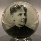 Antique American Graeser? Art Glass Paperweight Woman Photo Plaque