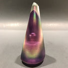 Signed Stuart Abelman Modern Art Glass Paperweight Conical Iridescent Overlay