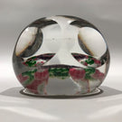 Antique Clichy Faceted Art Glass Paperweight Concentric Millefiori w/ 12 Roses