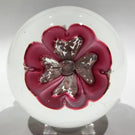 Large Vintage Murano Art Glass Footed Paperweight Large Upright Pink Flower