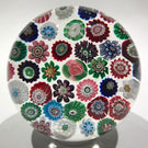 Huge Antique Clichy Art Glass Paperweight Spaced Complex Millefiori w/ Roses