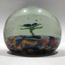 Antique German Thuringian Art Glass Paperweight Lampworked Flower & Millefiori Scramble