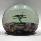 Antique German Thuringian Art Glass Paperweight Lampworked Flower & Millefiori Scramble
