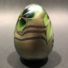 Vintage Orient & Flume Art Glass Paperweight Iridescent Gold Floral Egg