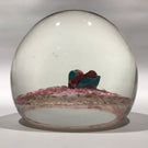 Rare Vintage Murano Art Glass Paperweight Painted Sulphide Cherries w/ Leaf