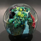 Signed Josh Simpson Art Glass Paperweight Complex Inhabited Millefiori Planet