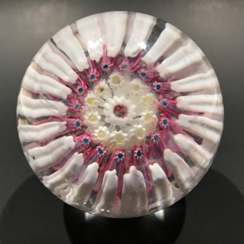 Rare Antique Old English Art Glass Paperweight Concentric Millefiori