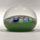 Vintage Peter Mcdougall Art Glass Paperweight Closepack Millefiori on Green