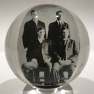 Antique American Graeser? Art Glass Paperweight Four Gentlemen Photo Plaque