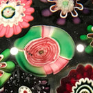 Huge Antique Clichy Art Glass Paperweight Spaced Complex Millefiori w/ Roses