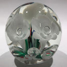 Vintage Monte Dunlavy Art Glass Paperweight Trumpet Flowers Colorful Ground