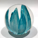 Vintage Strathearn Art Glass Paperweight Blue Crimp Style Tulip Spring Flowers