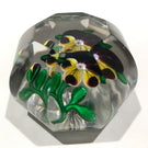 Antique Baccarat Faceted Art Glass Paperweight Lampworked Pansy