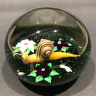 Vintage LE Baccarat Art Glass Paperweight Lampworked Snail with Flowers