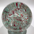 Vintage Tom Mosser Art Glass Paperweight Currier & Ives Encased Printed Plaque