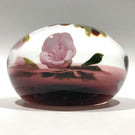 Signed Paul Stankard Art Glass Paperweight Lampworked Tea Rose on Blush