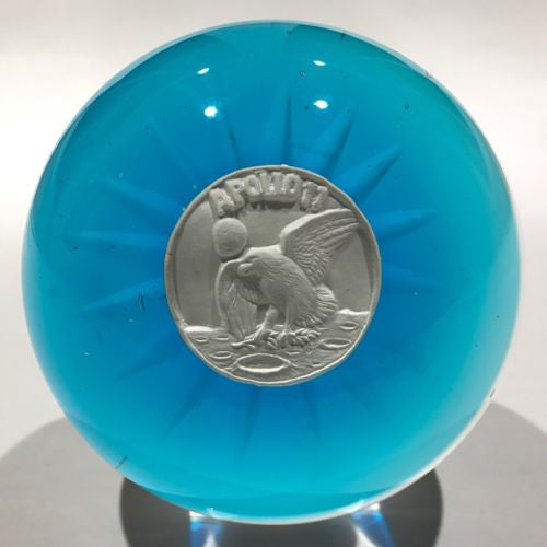 Huge Vintage Murano Art Glass Sulphide Paperweight Moon Landing Apollo 11