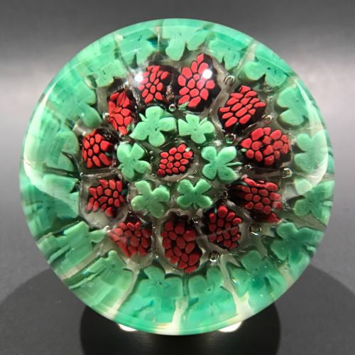 Vintage Murano Fratelli Toso Art Glass Paperweight Shamrock Grape Canes
