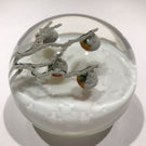 Signed Daniel Salazar Lundberg Studios Art Glass Paperweight First Snow of Kyoto