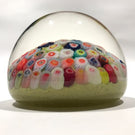 Vintage Strathearn Art Glass Paperweight Closepack Millefiori on Yellow Ground