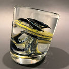 Signed John Lotton Art Glass Paperweight Encased Cylindrical Modern Design