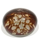 Antique Bohemian Art Glass Paperweight Etched Amber Flash Flower Bouque