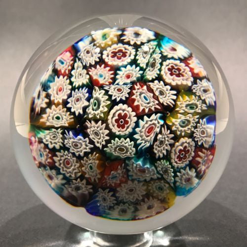 Large Vintage Murano Art Glass Paperweight Complex Millefiori on Aventurine