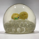 Vintage Murano Art Glass Paperweight Lampworked Pears on Parallel Latticino
