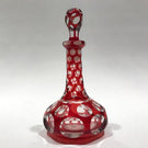 Antique American Sandwich? Art Glass Bottle Multifaceted Ruby Red Flash