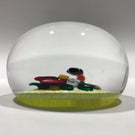 Signed Charles Kaziun Jr. Art Glass Paperweight Snake W/ Pansy & Gold Bee