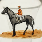 Early American Art Glass Paperweight Hand-painted Enamel Race Horse