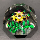 Antique Baccarat Faceted Art Glass Paperweight Lampworked Pansy