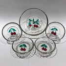 Alfredo Barbini Art Glass Paperweight Style Dessert Bowls Lampworked Cherries