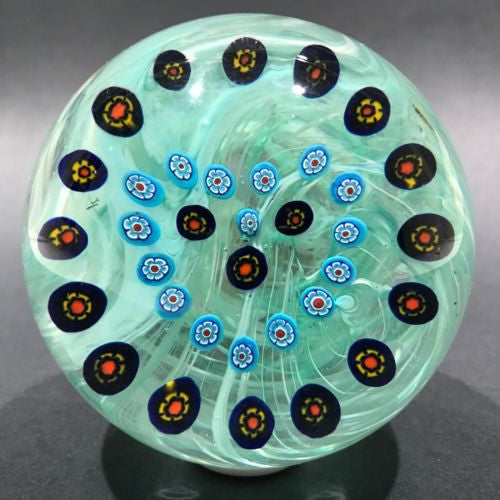 Vintage Signed Gentile Art Glass Paperweight Millefiori Heart Garland