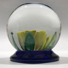 Signed Robert Mason Pairpoint Footed Yellow Crimp Rose Art Glass Paperweight