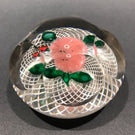 Antique New England Glass Co. NEGC Glass Paperweight Lampworked Pink Pompon Flower Basket